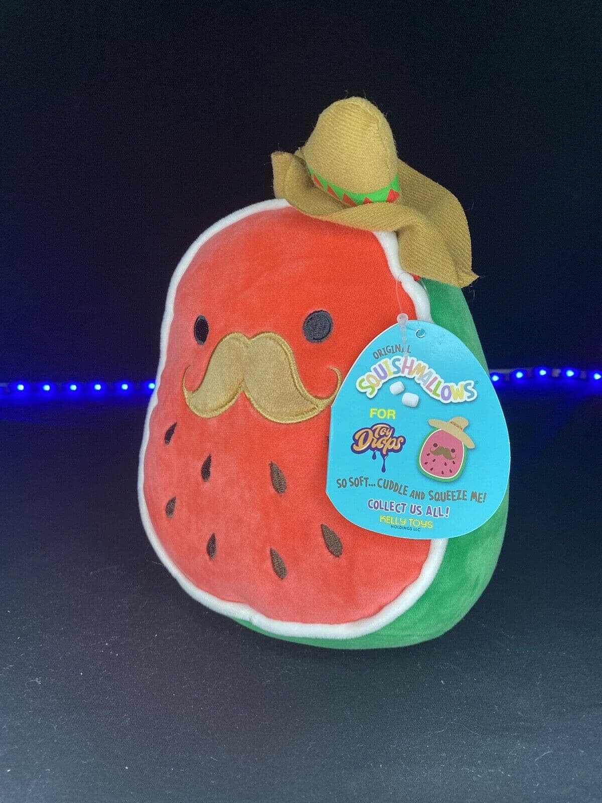 SQUISHMALLOW 7" ARTURO THE WATERMELON WITH SOMBRERO TOY DROPS EXCLUSIVE PLUSH | Sweet Magnolia Charms.