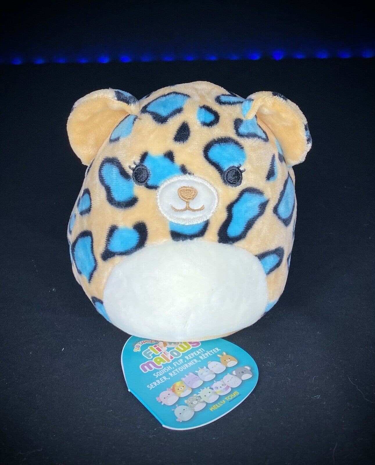 SQUISHMALLOW 5" FLIPAMALLOW LEONARD Rainbow Lion and LIV Teal Cheetah Plush | Sweet Magnolia Charms.