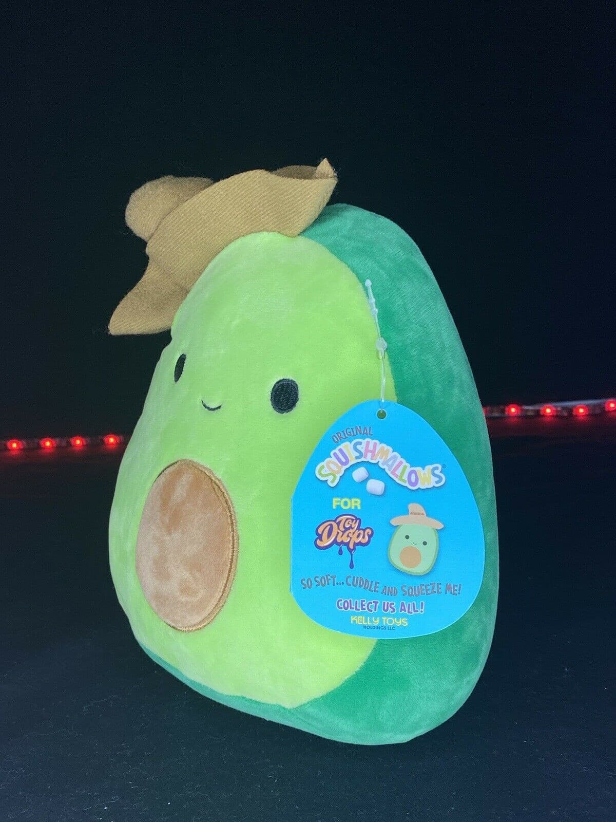 SQUISHMALLOW 7" AUSTIN THE AVOCADO WITH SOMBRERO TOY DROPS EXCLUSIVE PLUSH NWT | Sweet Magnolia Charms.