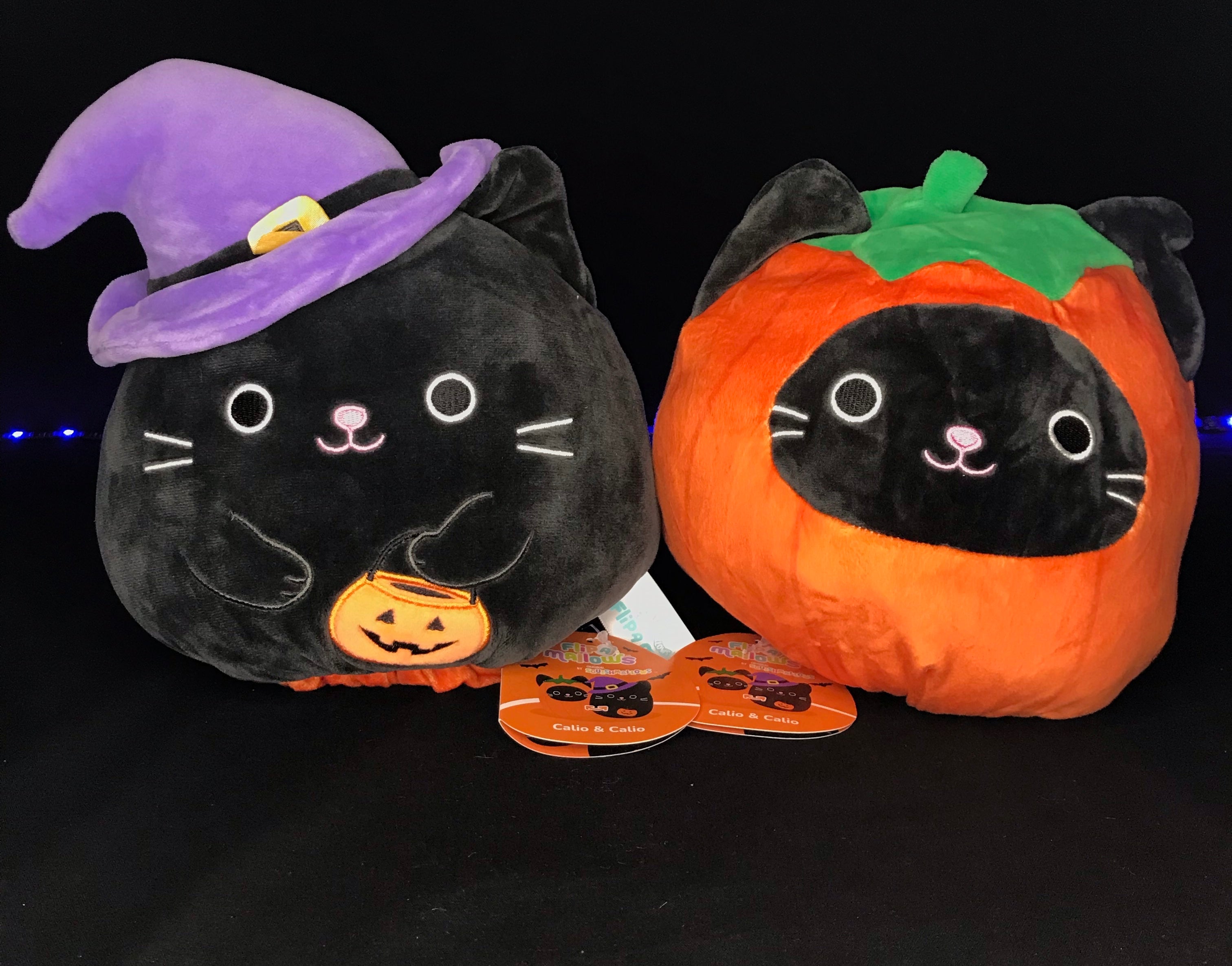 Squishmallows Calico Cat and Broomstick Halloween Plush Toy, 8 in