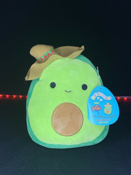 SQUISHMALLOW 7" AUSTIN THE AVOCADO WITH SOMBRERO TOY DROPS EXCLUSIVE PLUSH NWT | Sweet Magnolia Charms.