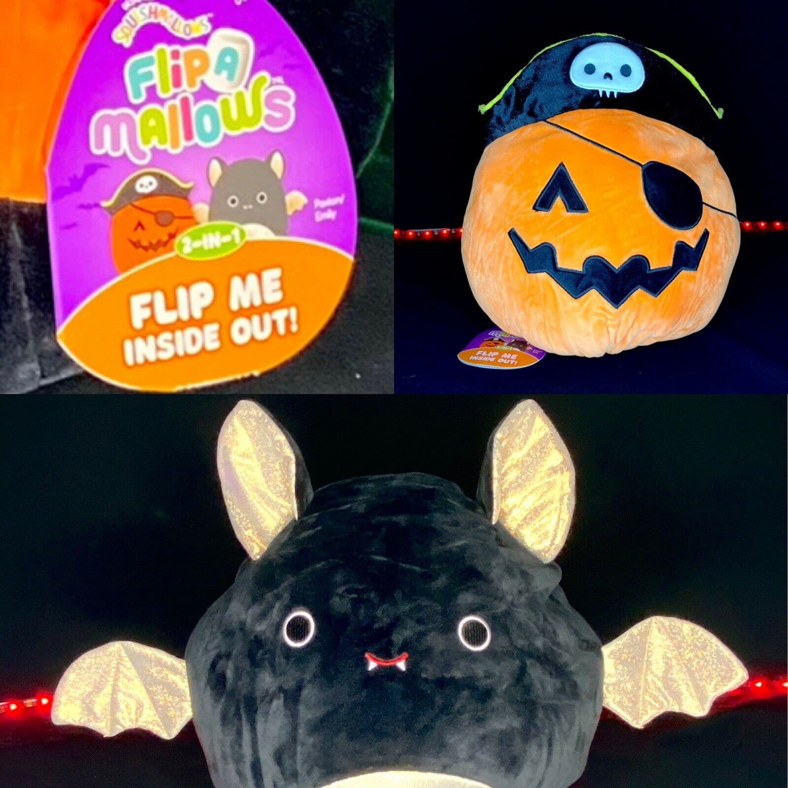 Squishmallow 12" Flip Emily the Bat / Paxton the Pumpkin Reversible Plush | Sweet Magnolia Charms.