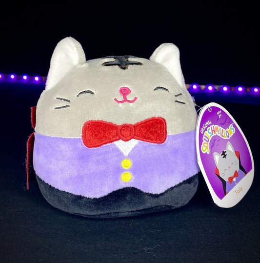 Squishmallow Tally The Gray Vampire Cat 4.5” NWT Halloween Plush Super Cute Mini | Sweet Magnolia Charms.