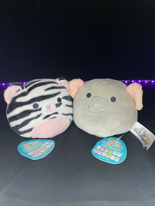 Squishmallow 5" Flipamallow Tasha White Tiger/Mila Elephant Plush NWT | Sweet Magnolia Charms.