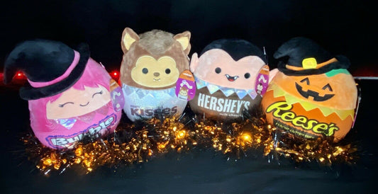 Squishmallow 8" SET Hershey Special Edition Characters Vlad, Wexla, Wade, And Paige! | Sweet Magnolia Charms.