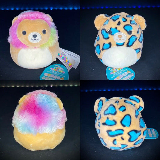 SQUISHMALLOW 5" FLIPAMALLOW LEONARD Rainbow Lion and LIV Teal Cheetah Plush | Sweet Magnolia Charms.