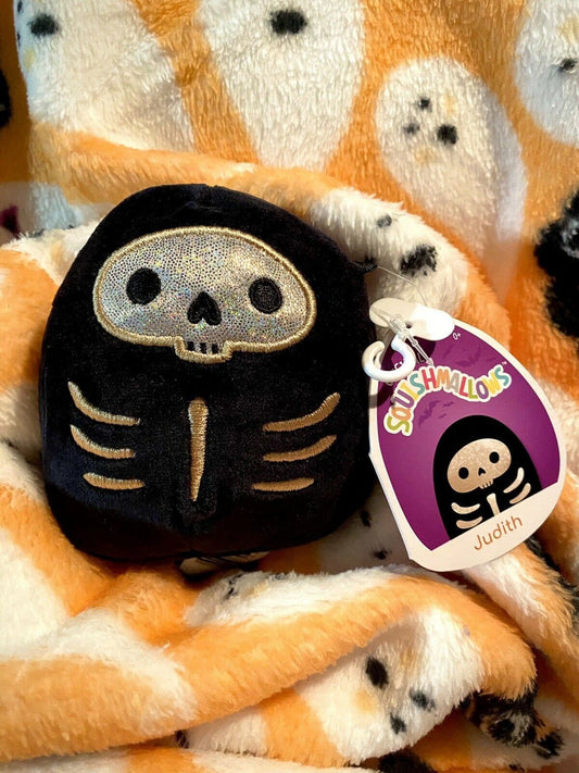 Squishmallows Halloween JUDITH the Iridescent Black Skeleton Mini 4" NWT HTF | Sweet Magnolia Charms.