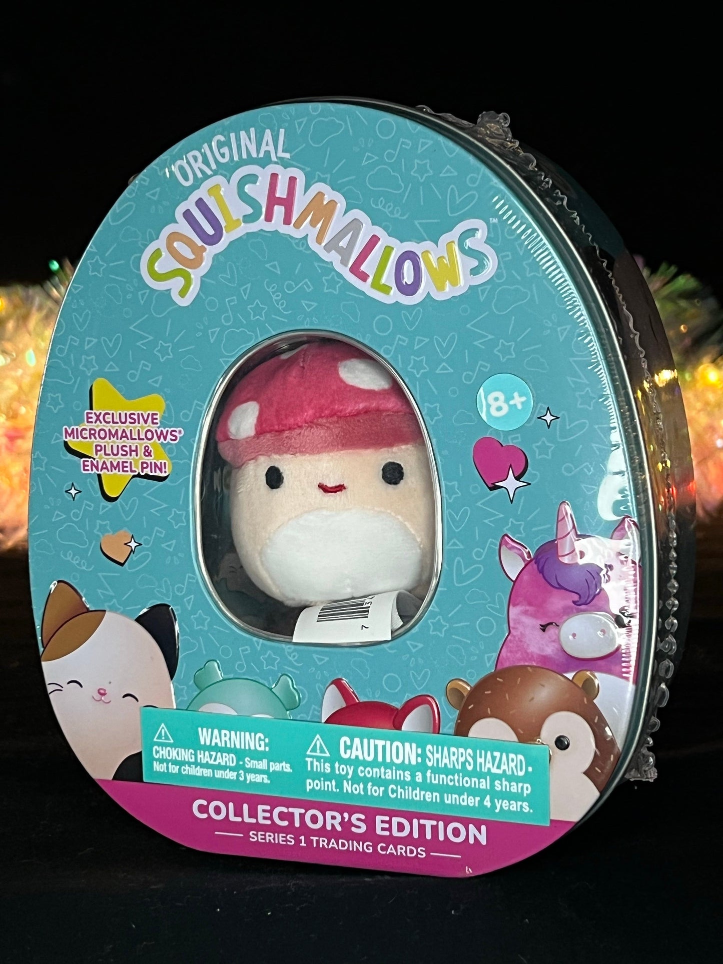 Squishmallow Collector’s Tin: Malcolm the Mushroom Sweet Magnolia Charms