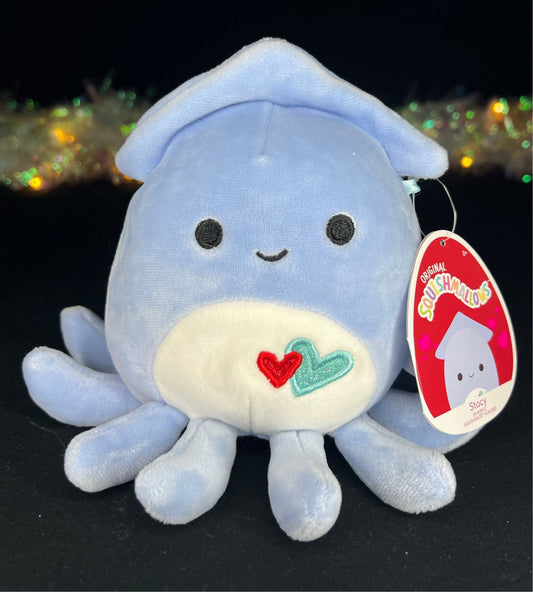 Squishmallow 5” Stacy the Squid with Hearts Plush | Sweet Magnolia Charms.